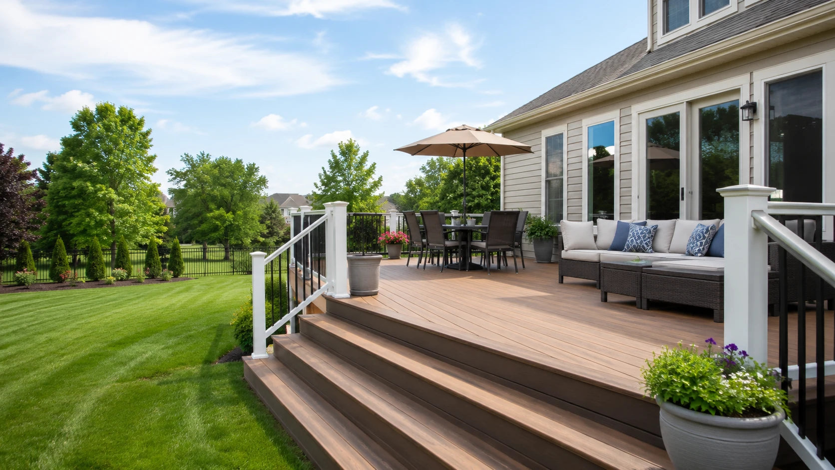Completed backyard deck for outdoor living