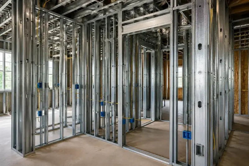 Galvanized steel stud partition walls